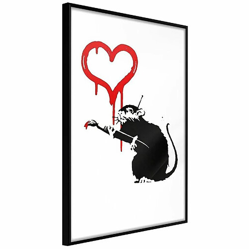 Paris Prix Affiche Murale Encadrée Banksy Love Rat 40 x 60 cm Noir