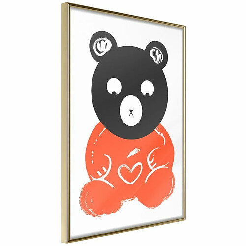 Paris Prix Affiche Murale Encadrée Teddy Bear in Love 30 x 45 cm Or