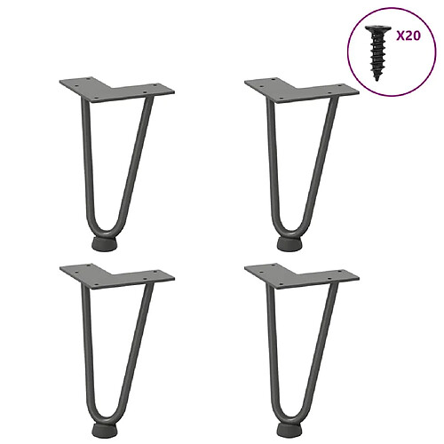 vidaXL Pieds de table en forme d'épingle à cheveux 4 pcs anthracite