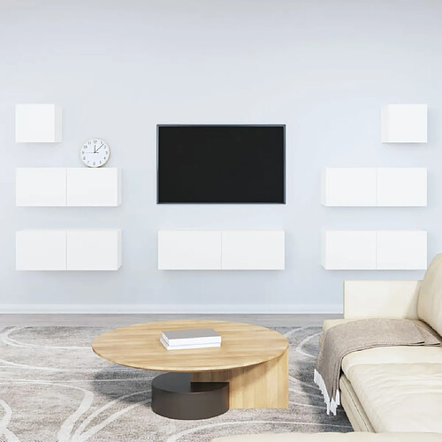 vidaXL Ensemble de meubles TV 7 pcs Blanc Bois d'ingénierie