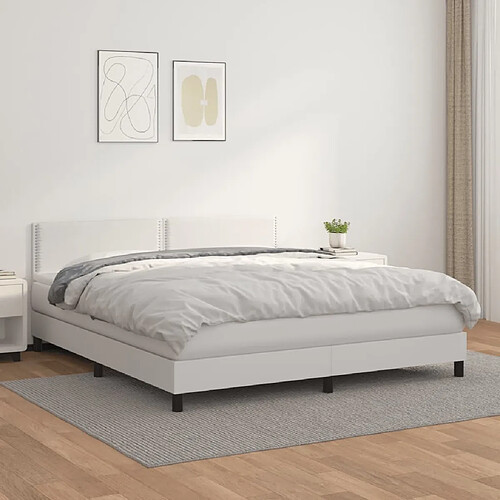 Maison Chic Lit Adulte - Lit simple Lit à sommier tapissier avec matelas moelleux - Meuble de Chambre Blanc 180x200cm Similicuir -MN69753