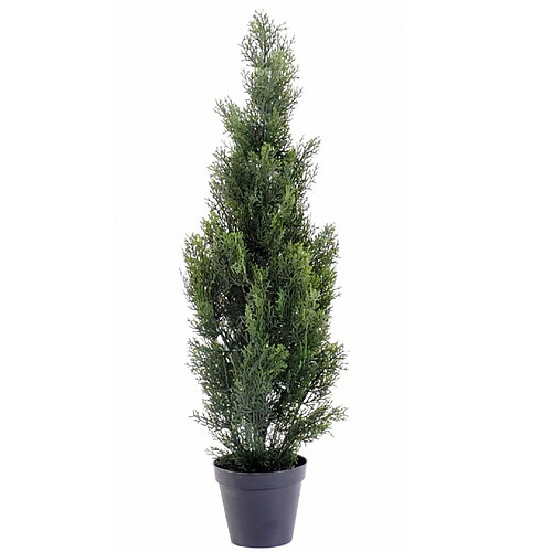 Pegane Plante artificielle haute gamme Spécial extérieur / Cyprès artificiel Mini Vert - Dim : 93 x 25 cm