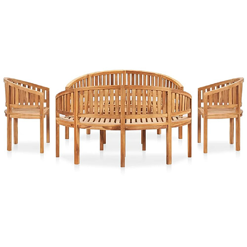 Maison Chic Salon de jardin 5 pcs - Table et chaises d'extérieur - Mobilier/Meubles de jardin Moderne en forme de banane Bois de teck solide -MN97306