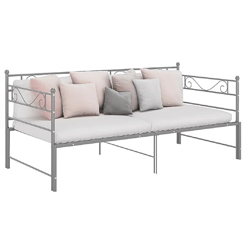 vidaXL Cadre de canapé-lit extensible sans matelas gris métal 90x200cm