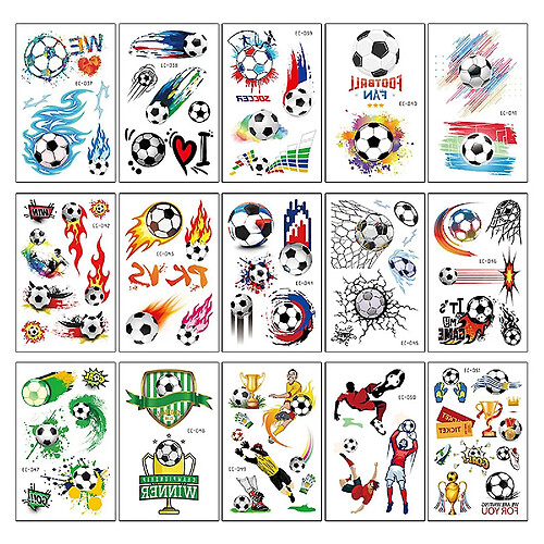 Universal Tatouage d'autocollant de football 15 feuilles de football tatouage autocollant tatouage temporaire