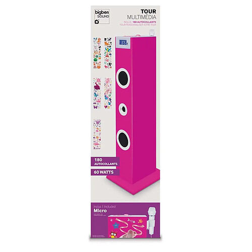 Bigben Interactive - Tour multimédia 2.0 enfant Rose MP3 USB+ Micro +Stickers