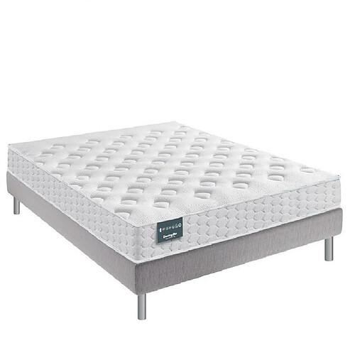 Inside 75 Ensemble Dunlopillo 160*200 cm EUGEN 3 21 cm matelas mémoire de forme sommier déco jeu de 4 pieds gris