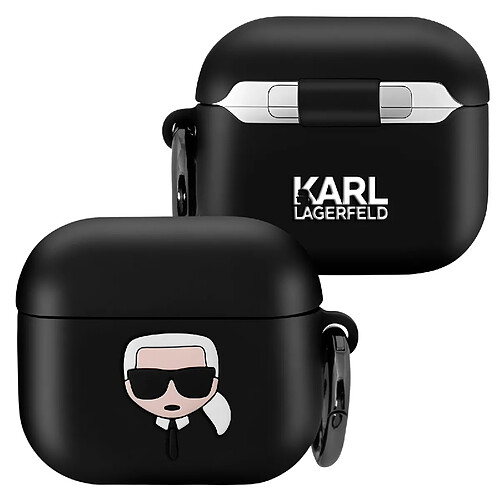 Karl Lagerfeld Coque pour AirPods 3 Silicone Souple avec Anneau Intégré Noir