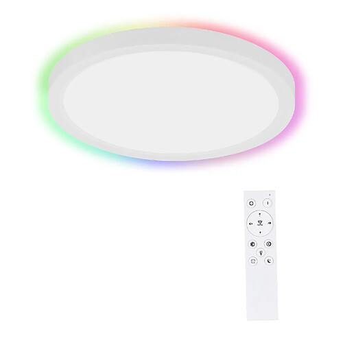 ZMH Plafonnier LED IP44 RGB Rétro-éclairage 28W Plat et fin avec télécommande