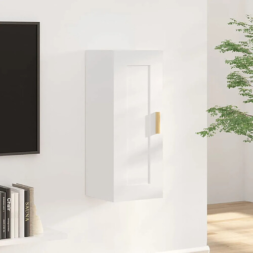 vidaXL Armoire murale Blanc brillant 35x34x90 cm Bois d'ingénierie