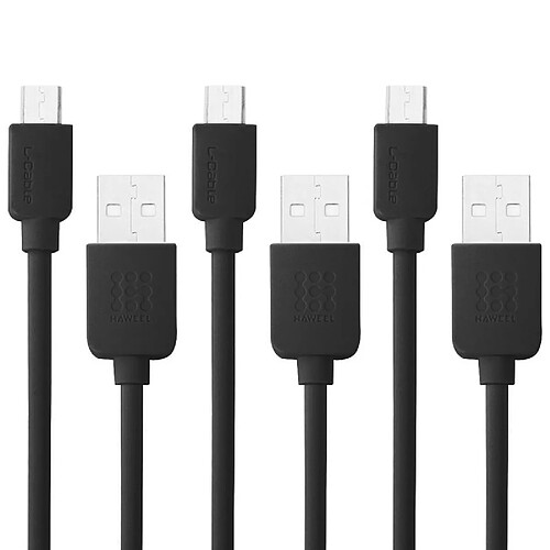 Wewoo Câble pour Samsung Galaxy, Huawei, Xiaomi, LG, HTC et autres smartphone 3 PCS 1 m haute vitesse Micro USB vers USB Data Sync de recharge Kits,