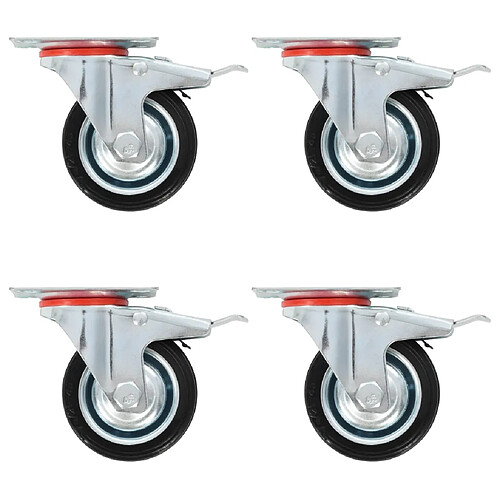 vidaXL Roulettes pivotantes avec double frein 4 pcs 75 mm