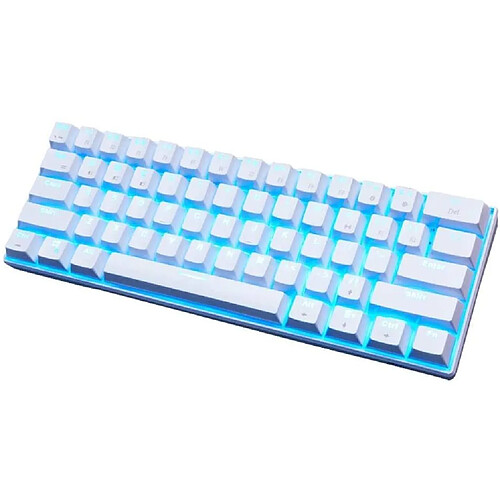 Chrono Gaming Keyboard mécanique RK61 Filaire/sans Fil Bluetooth 61 Touches LED rétro-éclairé Design résistant aux déversements Adapté à l'utilisation de Travail et Tous Les Jours Compatible avec IO(blanc)