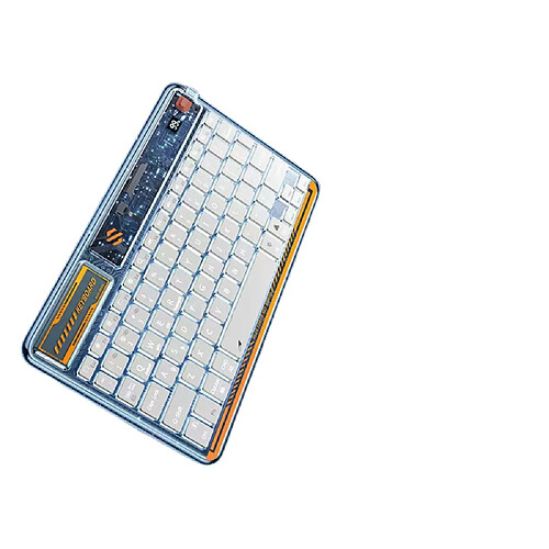 General Clavier Bluetooth, clavier rétroéclairé 7 couleurs transparent, clavier Bluetooth avec entrée vocale, batterie rechargeable intégrée, avec iPad 9e/8e génération, iPad Pro/Air/Mini, iPhone( Blanc)