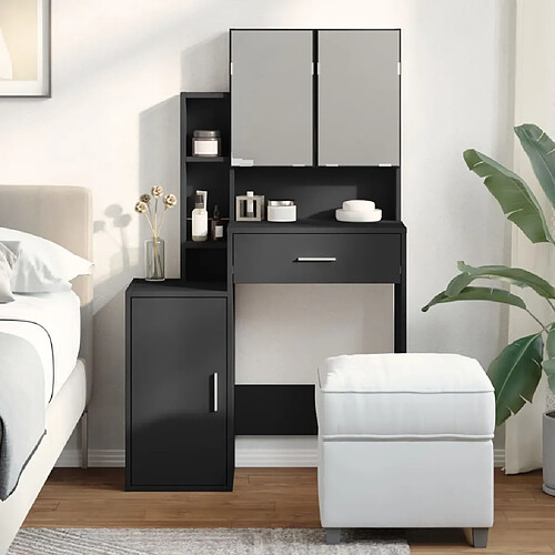 vidaXL Coiffeuse avec armoire noir 80x35x132 cm