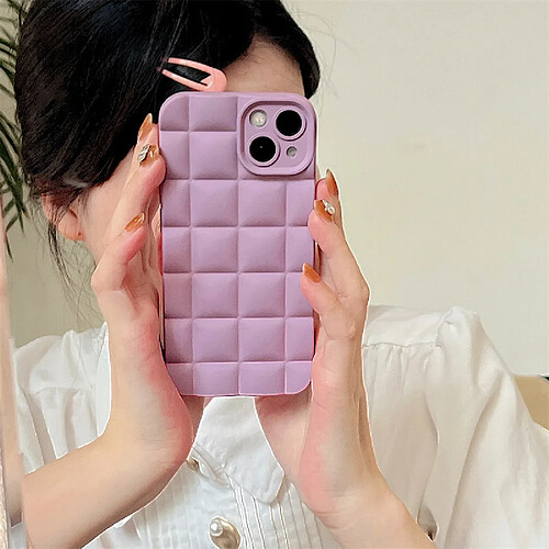 GUPBOO Étui pour iPhone12 L'étui de téléphone portable de couleur unie carré violet taro créatif est simple et doux