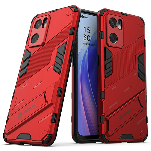 Coque en TPU antichoc, anti-rayures avec béquille, rouge pour votre Oppo Reno7 SE 5G