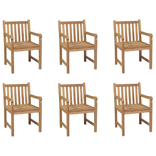 vidaXL Chaises d'extérieur lot de 6 Bois de teck solide