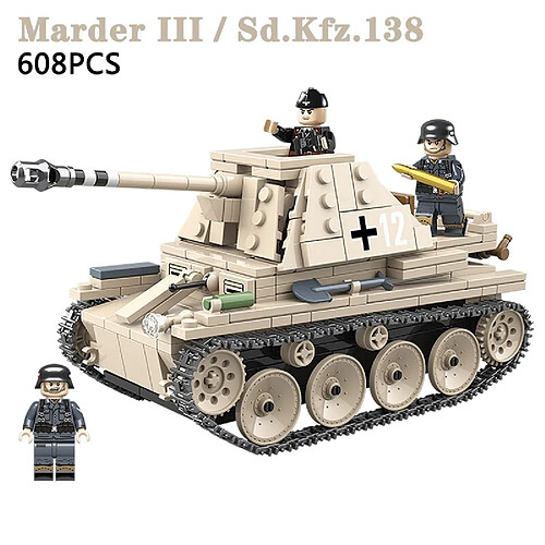 Universal Bloc militaire Munger 3 canon antichar autopropulsé de la Seconde Guerre mondiale chars jouets briques chars bâtiments cadeaux pour enfants