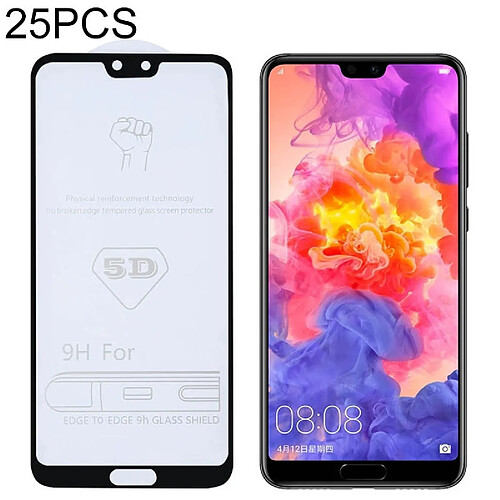 Wewoo Film de verre trempé de plein écran de 25 PCS 9H 5D avec colle pour Huawei P20 Pro