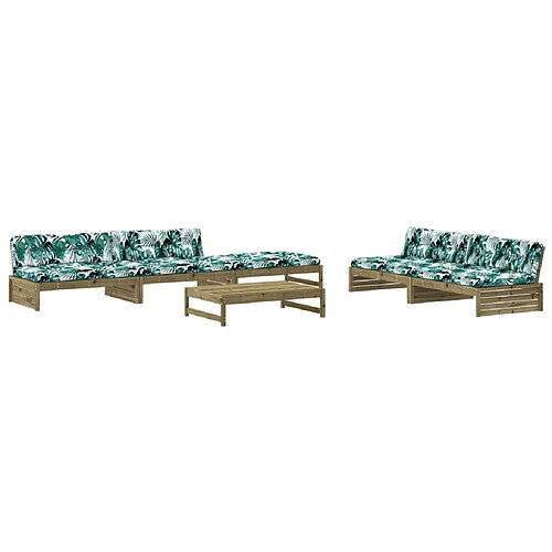 Maison Chic Salon de jardin 6 pcs + coussins - Mobilier/Meubles de jardin - Table et chaises d'extérieur bois de pin imprégné -MN42739