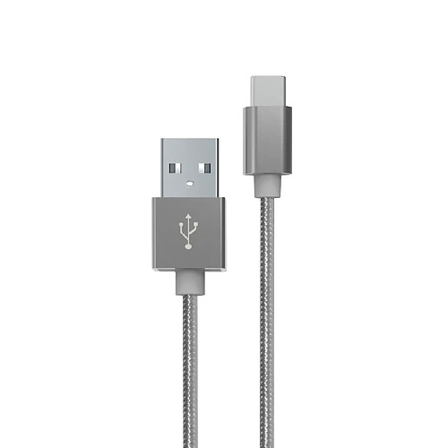 My Way Myway Câble USB-C vers USB-A 2.0 en Nylon Tressé Charge 60W et Synchronisation 1m Gris