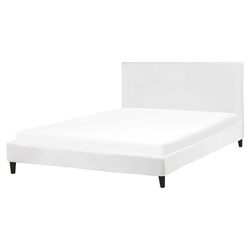 Beliani Lit double en velours blanc 160 x 200 cm FITOU