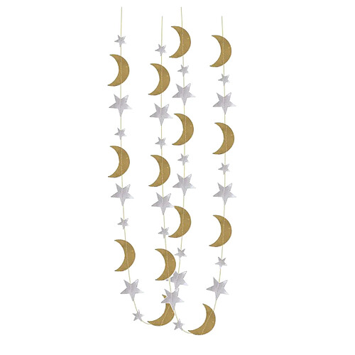 Star Moon Garland Hanging Buntings Ramadan Eid Birthday Party Décors Bleu