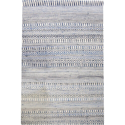 The Rug Republic Tapis en coton recyclé et laine ivoire et bleu Sarah 230 x 160 cm.