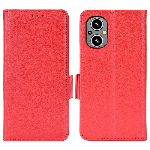 Etui en PU texture litchi, antichoc, fermeture magnétique avec support, rouge pour votre OnePlus Nord N20 5G