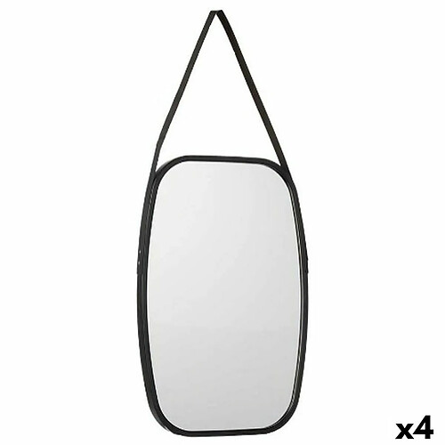 Gift Decor Miroir mural Noir Verre Cuir Synthétique 43 x 65 x 3 cm (4 Unités)