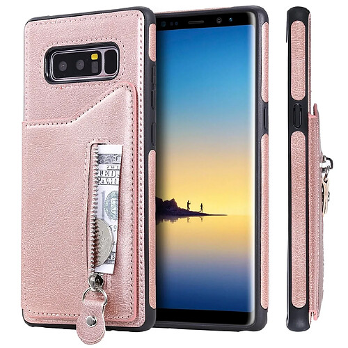 Wewoo Housse Coque Pour Galaxy Note 8 étui de protection antichoc à double boucle de couleur unie solide or rose