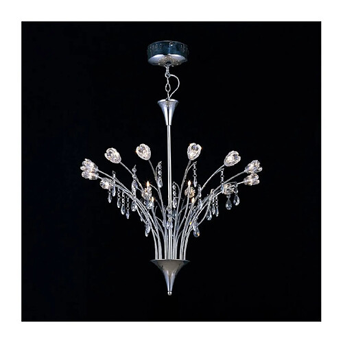 Luminaire Center Suspension Bouquet 18 Ampoules chrome poli/cristal