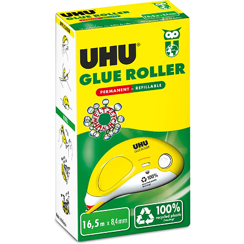 UHU Roller de colle GLUE Roller, permanent, 8,4 mm x 16,5 mm ()