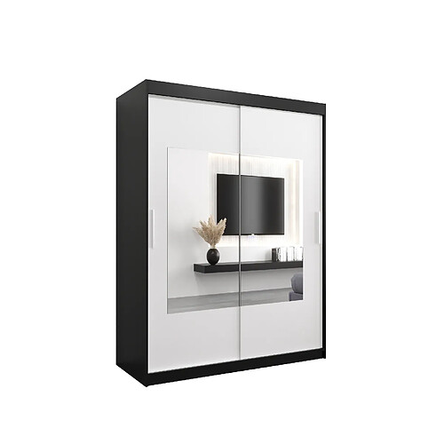 Abiks Meble Armoire Torino à portes coulissantes 200/150/62 2 portes (noir/blanc)