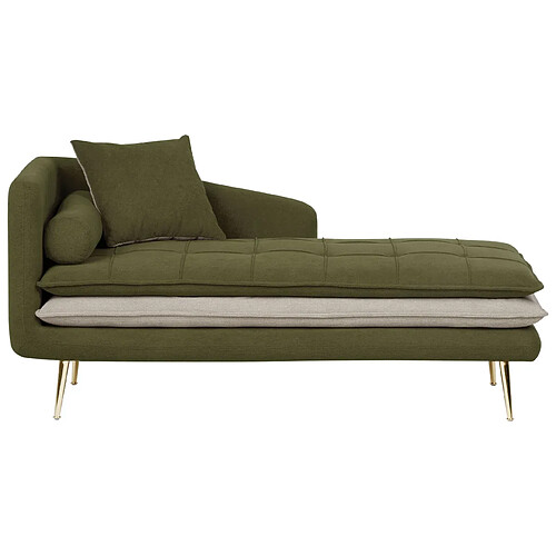 Beliani Chaise longue côté gauche en tissu vert GONESSE