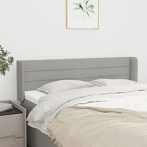 Maison Chic Tête de lit scandinave avec oreilles,meuble de chambre Gris clair 147x16x78/88 cm Tissu -MN24408