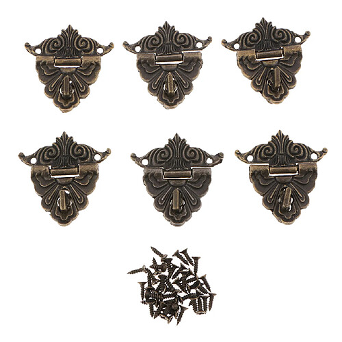 6x Bronze Antique Bijoux Boîte En Bois Loquet Serrure Décorative Hasp Boucle De Boulon