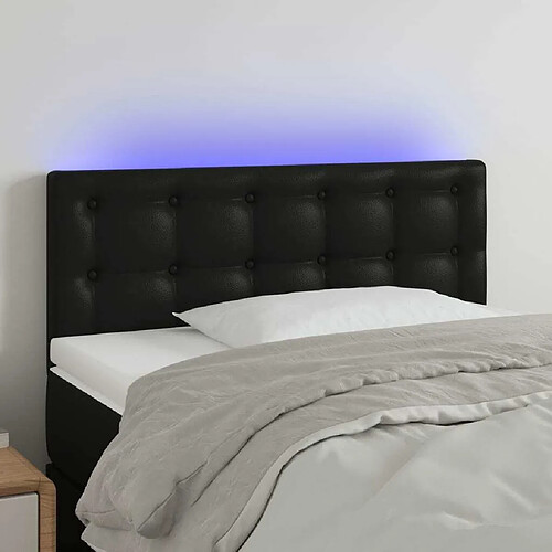 Maison Chic Tête de lit scandinave à LED,meuble de chambre Noir 80x5x78/88 cm Similicuir -MN86792