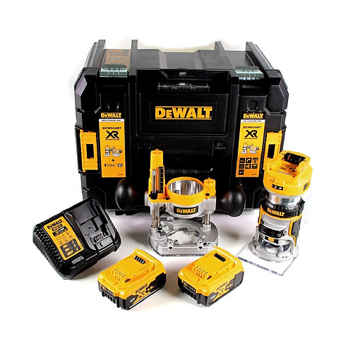 DeWalt DCW 604 P2 Affleureuse/Défonceuse sans fil 18V 55 mm + 2x Batteries 5,0Ah + Chargeur + Coffret de transport