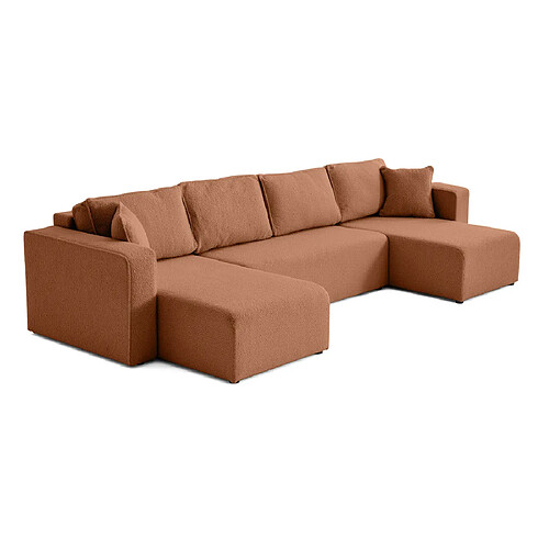 Bestmobilier Topaze - canapé panoramique en U - 7 places - convertible avec coffre - en tissu bouclette