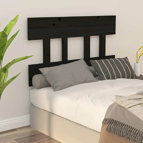 Maison Chic Tête de lit scandinave,Meuble de chambre Noir 103,5x3x81 cm Bois massif de pin -MN69110