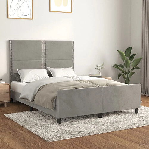 vidaXL Cadre de lit sans matelas gris clair 140x190 cm velours