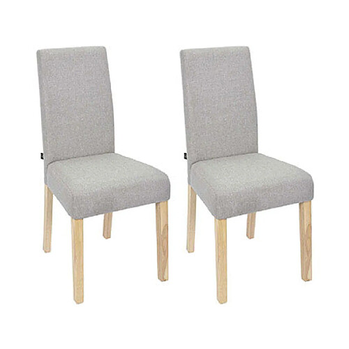 Mes Lot de 2 chaises 46x58x98 cm en tissu gris clair et naturel