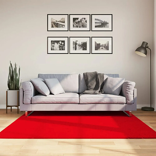 vidaXL Tapis HUARTE à poils courts doux et lavable rouge 160x160 cm