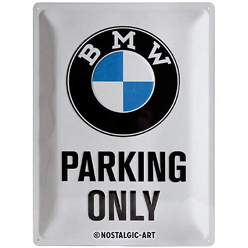 Plaque métallique décorative Nostalgic-Art 23200 avec Inscription « BMW Parking Only », Blanche 30 x 40 cm