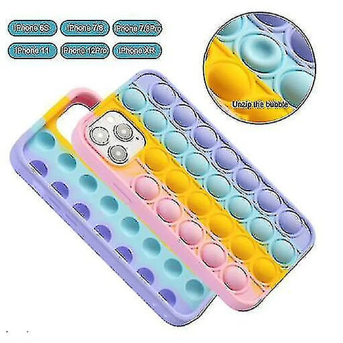 Universal Couverture de téléphone à bulles pop yyh-push pour iPhone7 / 8 11/12 Case de silicone sensoriel pour Apple iPhone 12 12pro