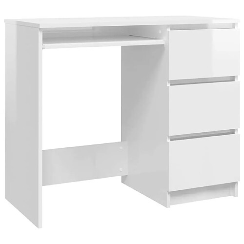 Maison Chic Bureau,Table de travail,bureau de travail pour chambre Blanc brillant 90x45x76 cm Aggloméré -GKD88538