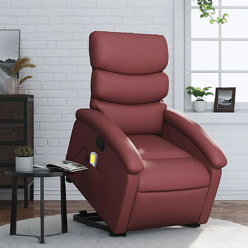 vidaXL Fauteuil inclinable de massage Rouge bordeaux Similicuir