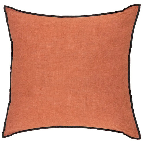 Pegane Lot de 2 coussin décoratif déhoussable en lin et coton rose terracotta - Longueur 45 x Profondeur 12 x Hauteur 45 cm